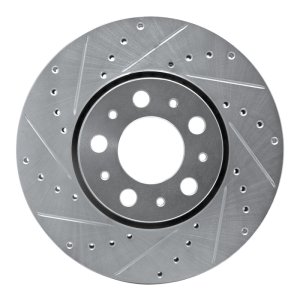 Volvo S80 Brake Rotor (1) - Front Left - R1 Concepts - Drilled & Slotted - Silver - `99-`09